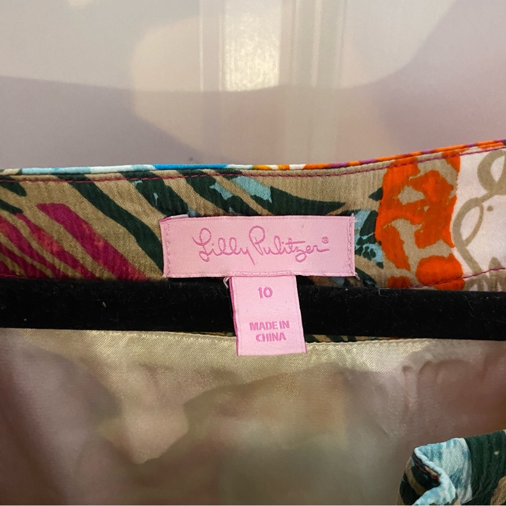 Lily Pulitzer Multicolor Patchwork Print Silk Shi… - image 4